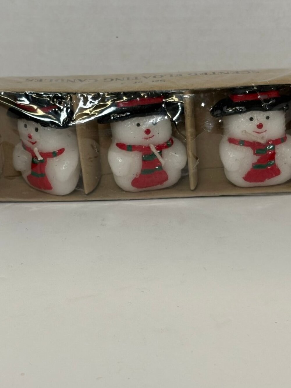 Snowman Set Of 3 Scented Floating Candles 2" In Original Box